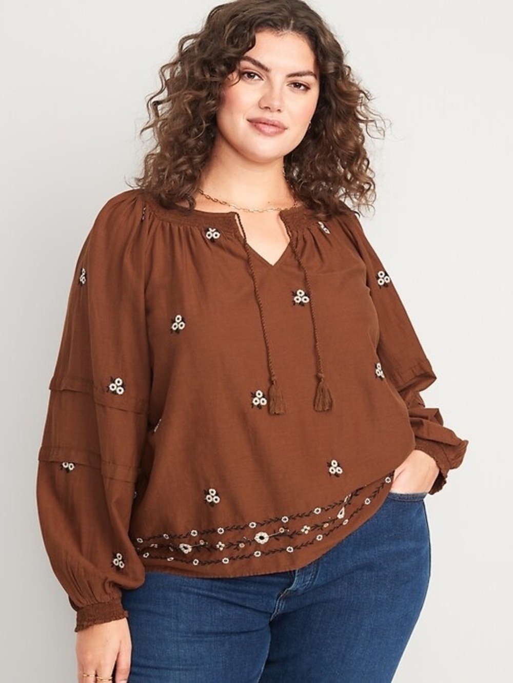 Old Navy floral embroidered woven peasant top size 4X